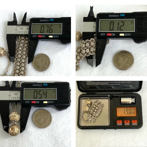 Vintage Antique 800 Silver 2 Row Diamond Cut Adjustable Foxtail Slide Bracelet - Picture 11 of 17